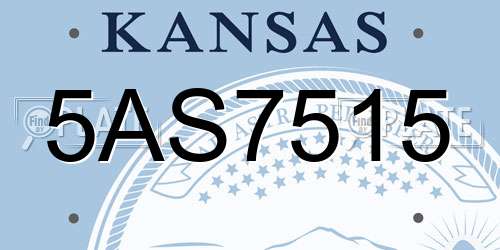 5AS7515 Kansas License Plate