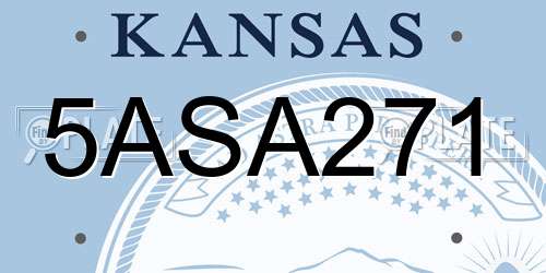 5ASA271 Kansas License Plate