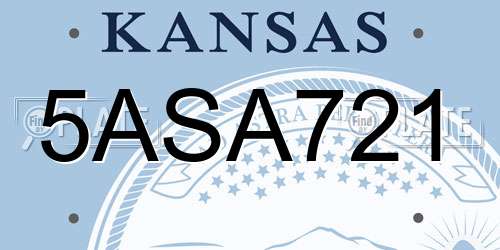 5ASA721 Kansas License Plate