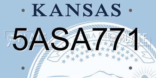 5ASA771 Kansas License Plate