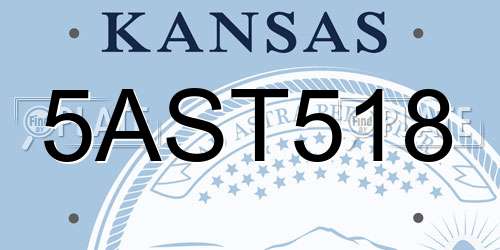 5AST518 Kansas License Plate