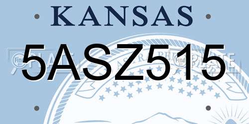 5ASZ515 Kansas License Plate