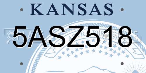5ASZ518 Kansas License Plate