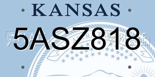 5ASZ818 Kansas License Plate