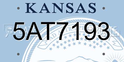 5AT7193 Kansas License Plate