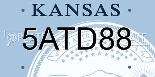 5ATD88 Kansas License Plate