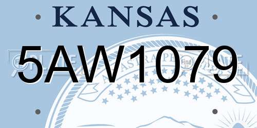 5AW1079 Kansas License Plate