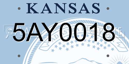 5AY0018 Kansas License Plate