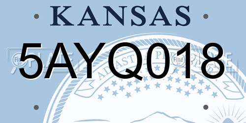 5AYQ018 Kansas License Plate