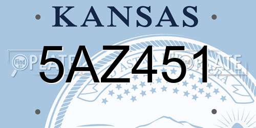 5AZ451 Kansas License Plate