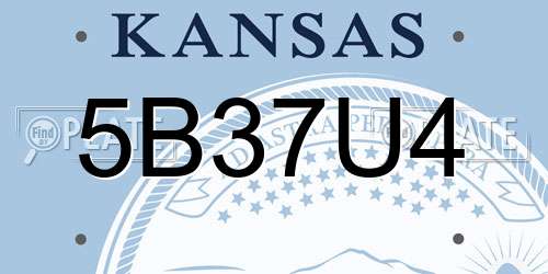 5B37U4 Kansas License Plate
