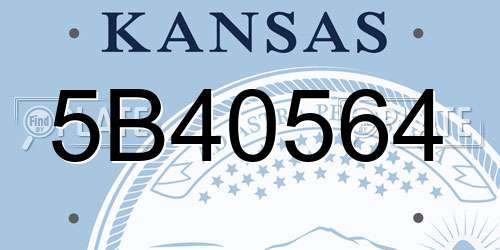 5B40564 Kansas License Plate