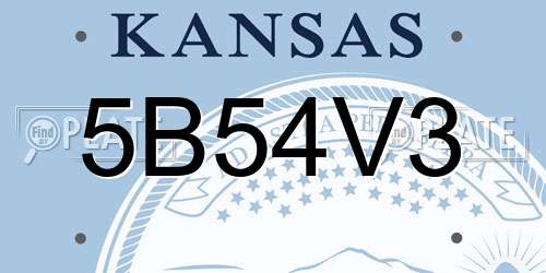 5B54V3 Kansas License Plate