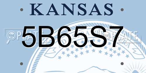 5B65S7 Kansas License Plate