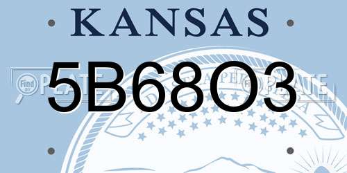 5B68O3 Kansas License Plate