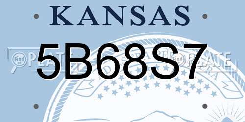 5B68S7 Kansas License Plate