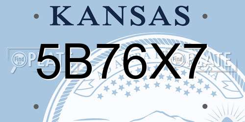 5B76X7 Kansas License Plate