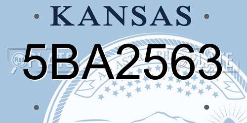 5BA2563 Kansas License Plate