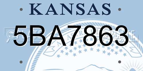 5BA7863 Kansas License Plate