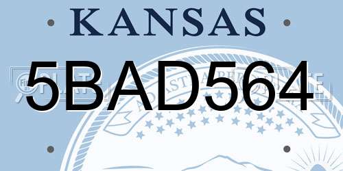 5BAD564 Kansas License Plate