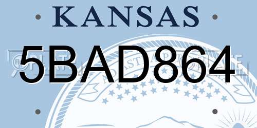 5BAD864 Kansas License Plate