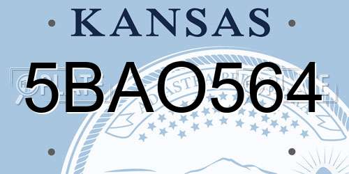 5BAO564 Kansas License Plate