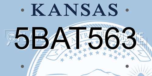 5BAT563 Kansas License Plate