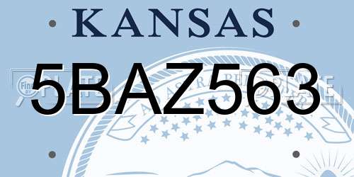5BAZ563 Kansas License Plate