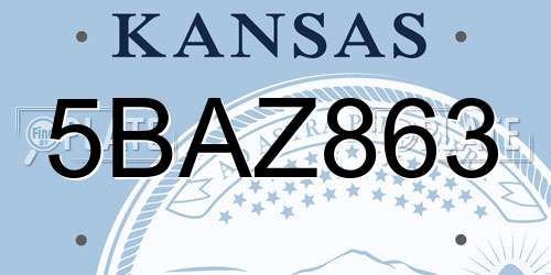 5BAZ863 Kansas License Plate
