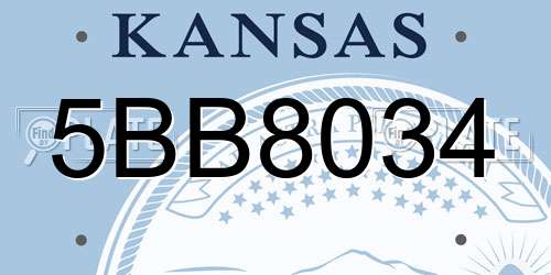 5BB8034 Kansas License Plate