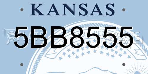 5BB8555 Kansas License Plate