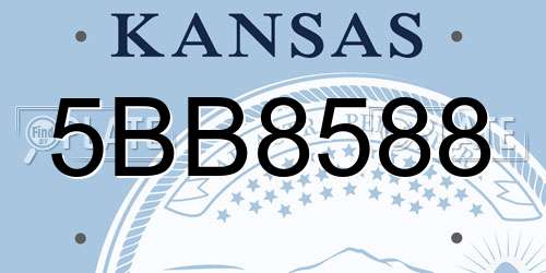 5BB8588 Kansas License Plate
