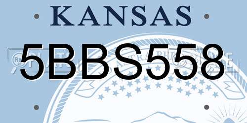 5BBS558 Kansas License Plate