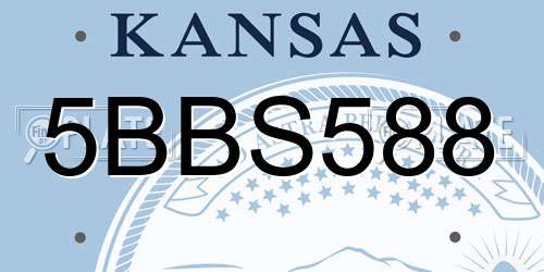 5BBS588 Kansas License Plate