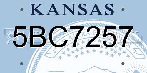 5BC7257 Kansas License Plate