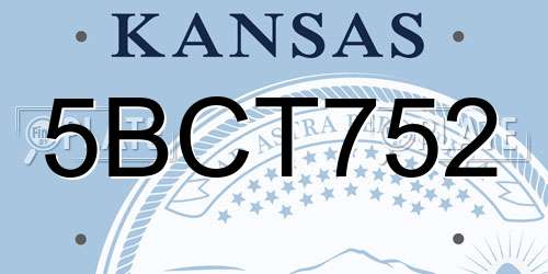 5BCT752 Kansas License Plate
