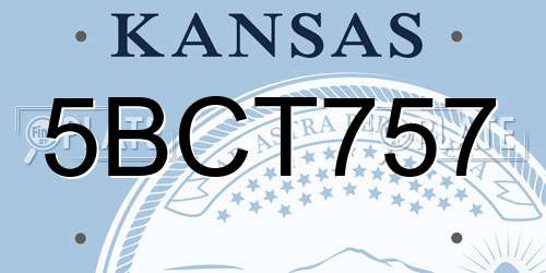 5BCT757 Kansas License Plate