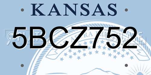 5BCZ752 Kansas License Plate