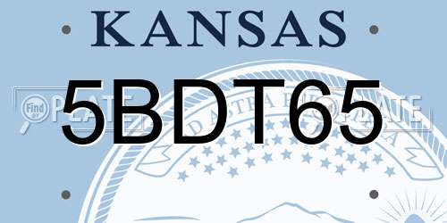 5BDT65 Kansas License Plate