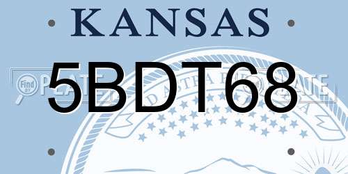 5BDT68 Kansas License Plate