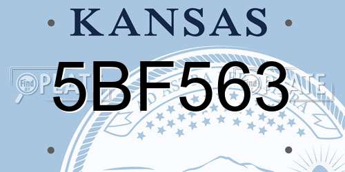 5BF563 Kansas License Plate