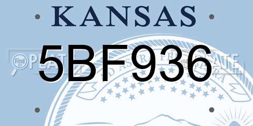5BF936 Kansas License Plate