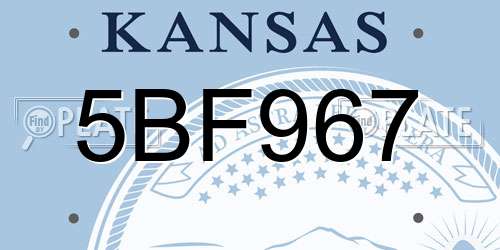 5BF967 Kansas License Plate