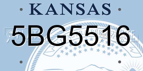 5BG5516 Kansas License Plate