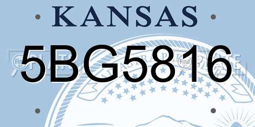 5BG5816 Kansas License Plate