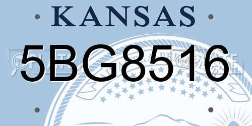 5BG8516 Kansas License Plate