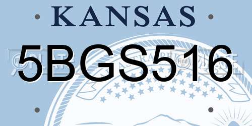 5BGS516 Kansas License Plate