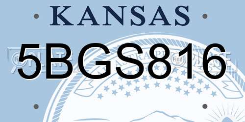 5BGS816 Kansas License Plate