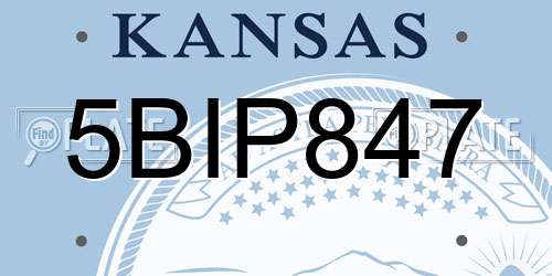 5BIP847 Kansas License Plate