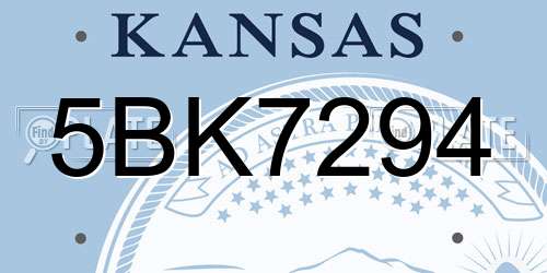 5BK7294 Kansas License Plate